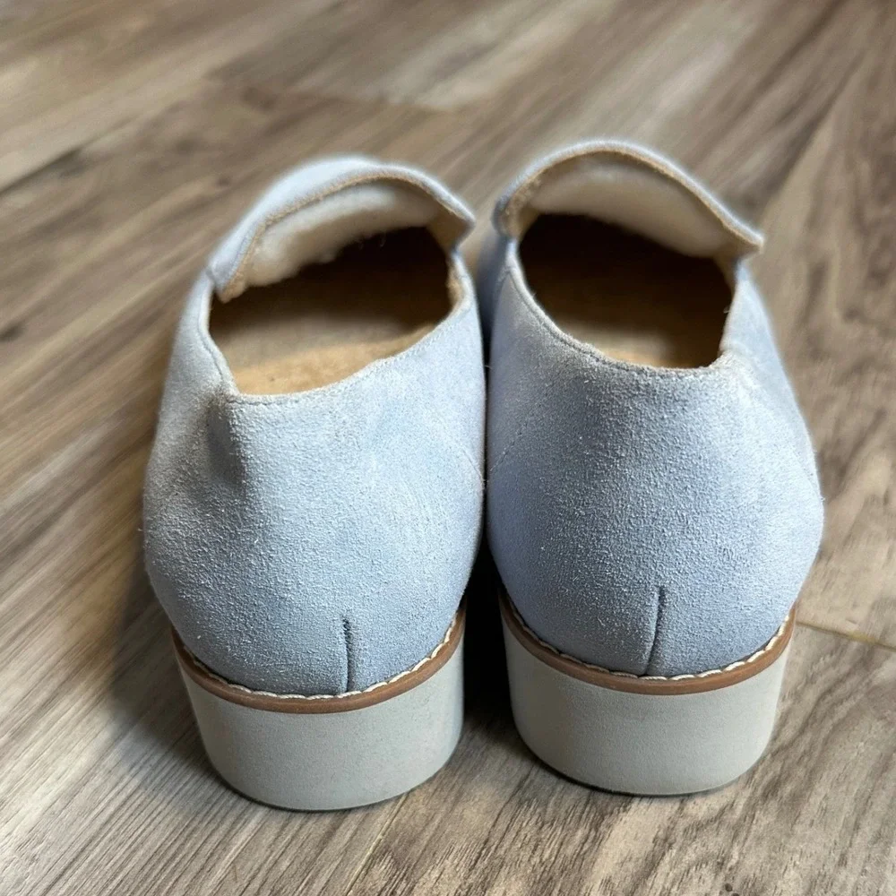 Vionic Kensley Light Blue Suede Lug Sole Loafers Womens Supportive Shoes Size 7